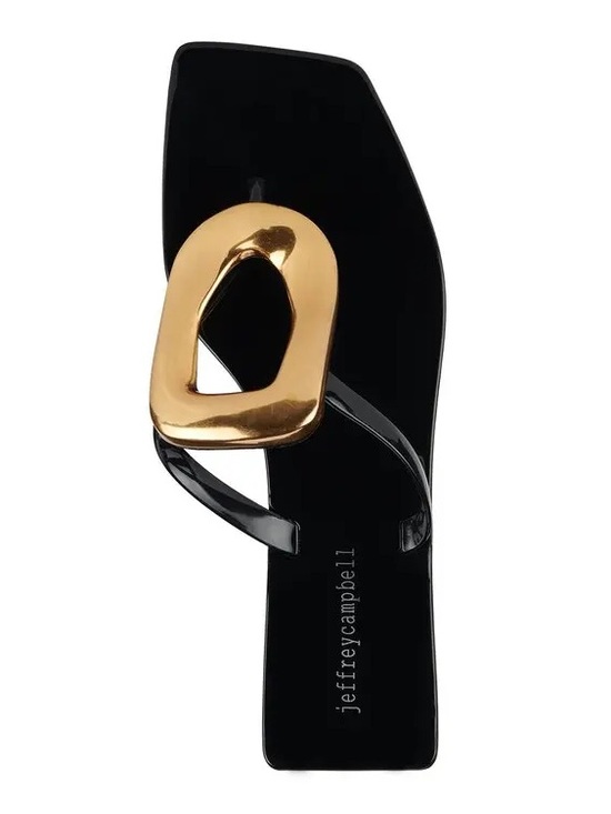 Jeffrey Campbell Shoes - SOLD Jeffrey Campbell Linques- J Jelly Sandals in Black Finish with Gold Har
